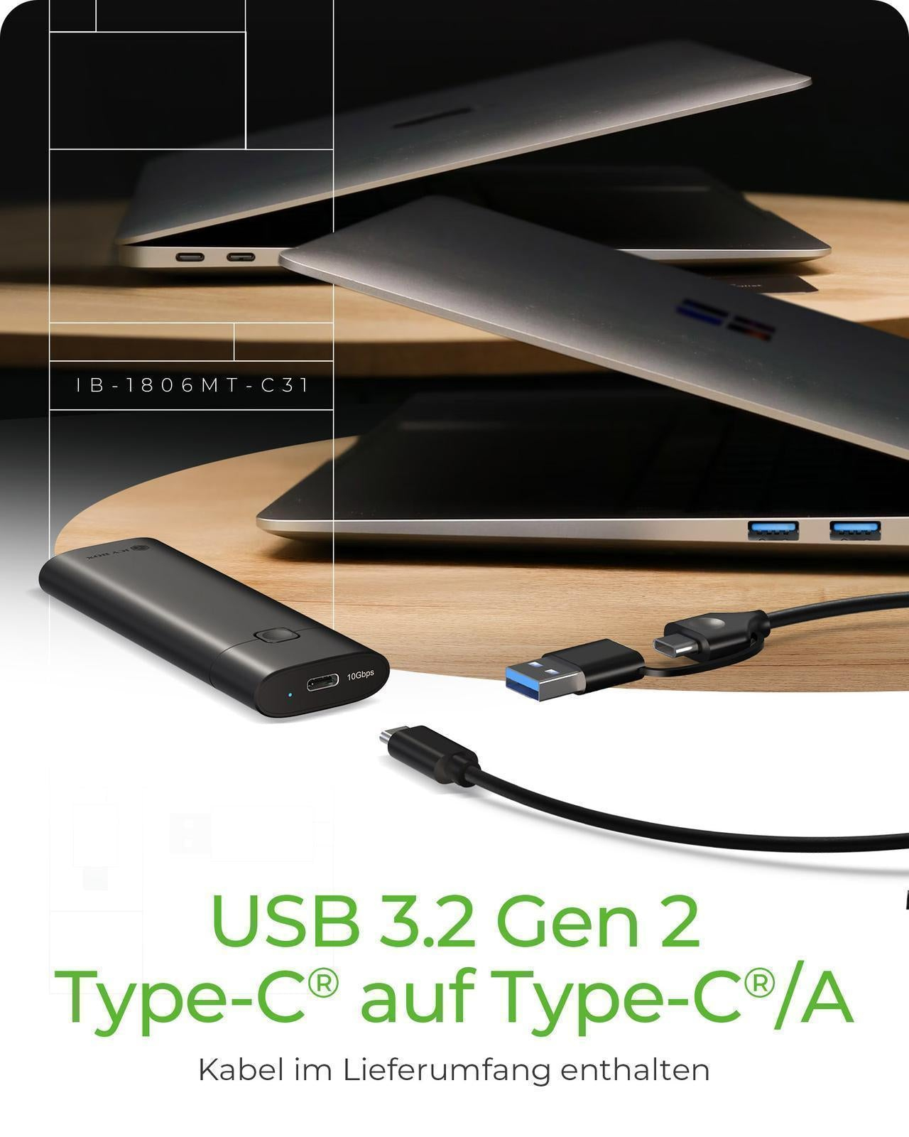 Geh. IcyBox Spade Case 1806 NVMe M.2 USB 3.2 Gen 2 Type-C