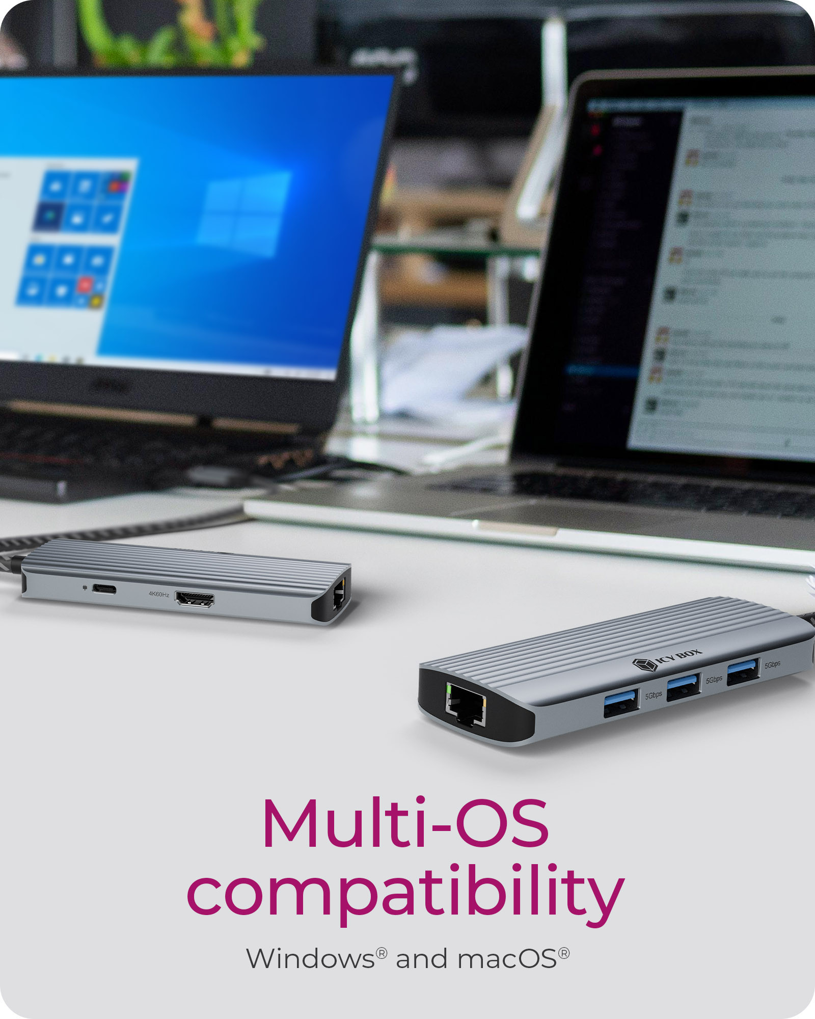 ICY BOX IB-DK4034a-CPD Wired USB 3.2 Gen 1 (3.1 Gen 1) Type-C Aluminium, Silver – image 3