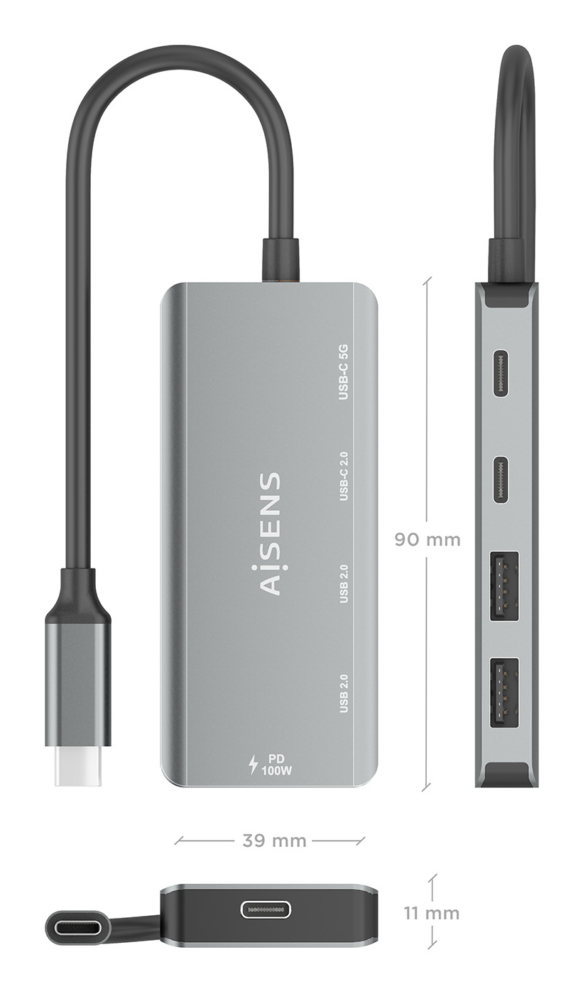 AISENS A109-0946 laptop dock/port replicator Wired USB 3.2 Gen 1 (3.1 Gen 1) Type-C Grey – image 4