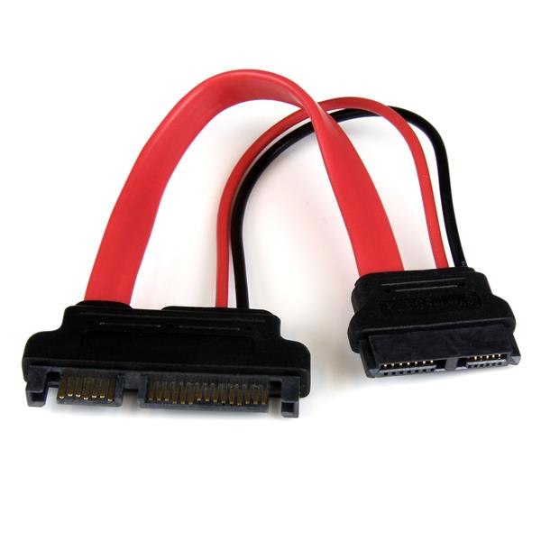 Adaptador Cable SATA 15cm Slimline Línea Delgada a SATA con Alimentación Corriente - Hembra a Macho SLSATAADAP6