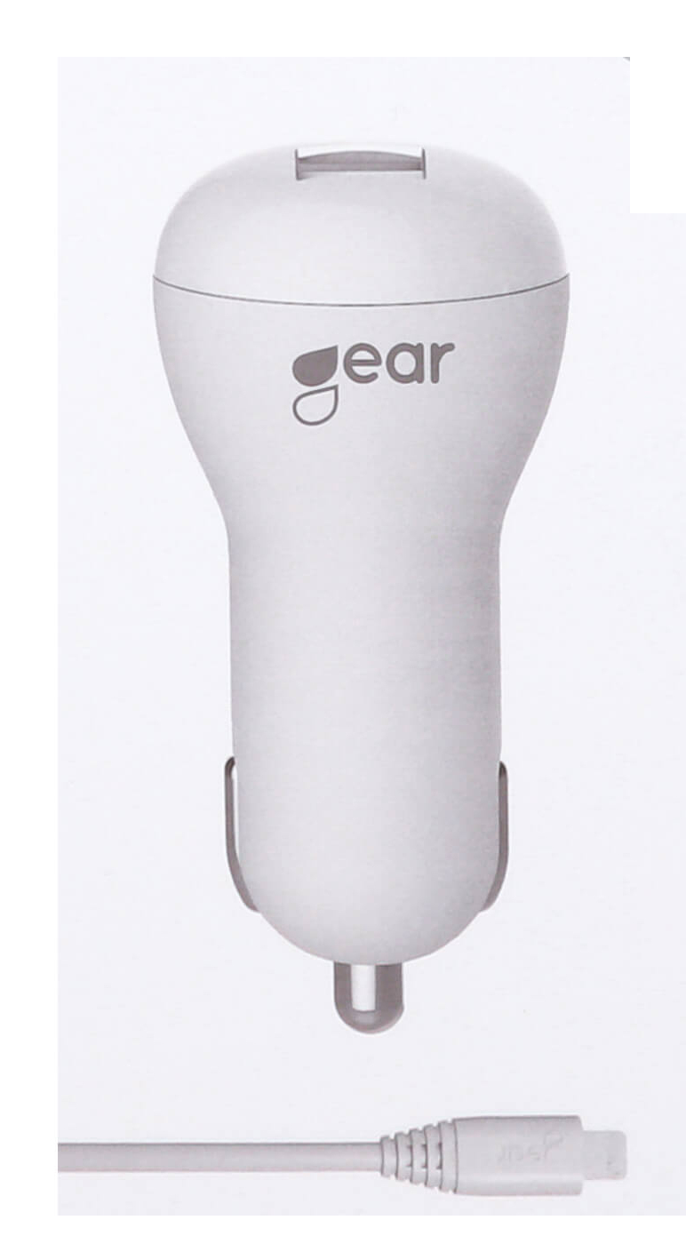 Gear Charger 12V 1xUSB 1A White MicroUSB Cable 1m