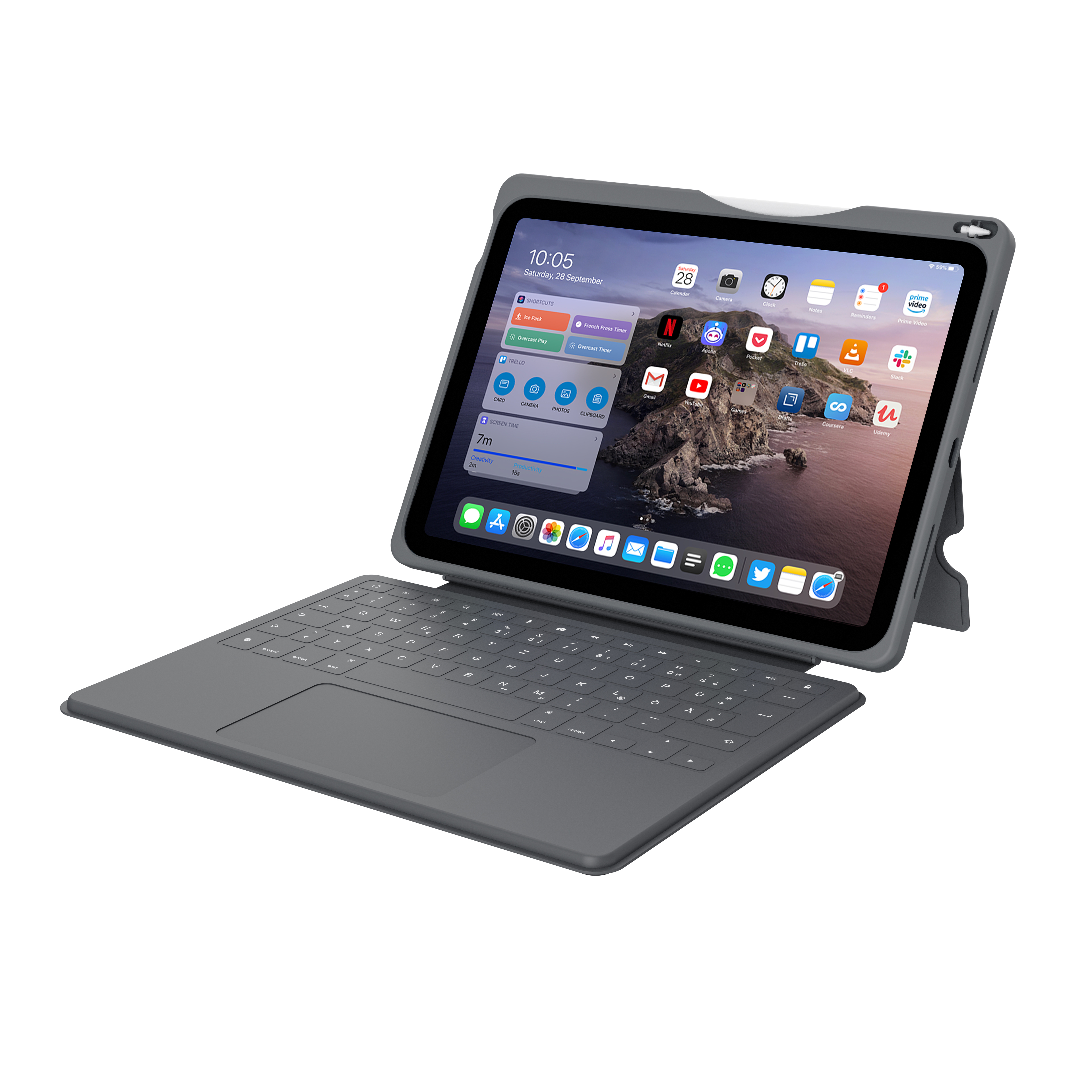 DEQSTER Smart Rugged Touch PLUS Keyboard für iPad 10.9" (10. Gen.), QWERTY Layout
