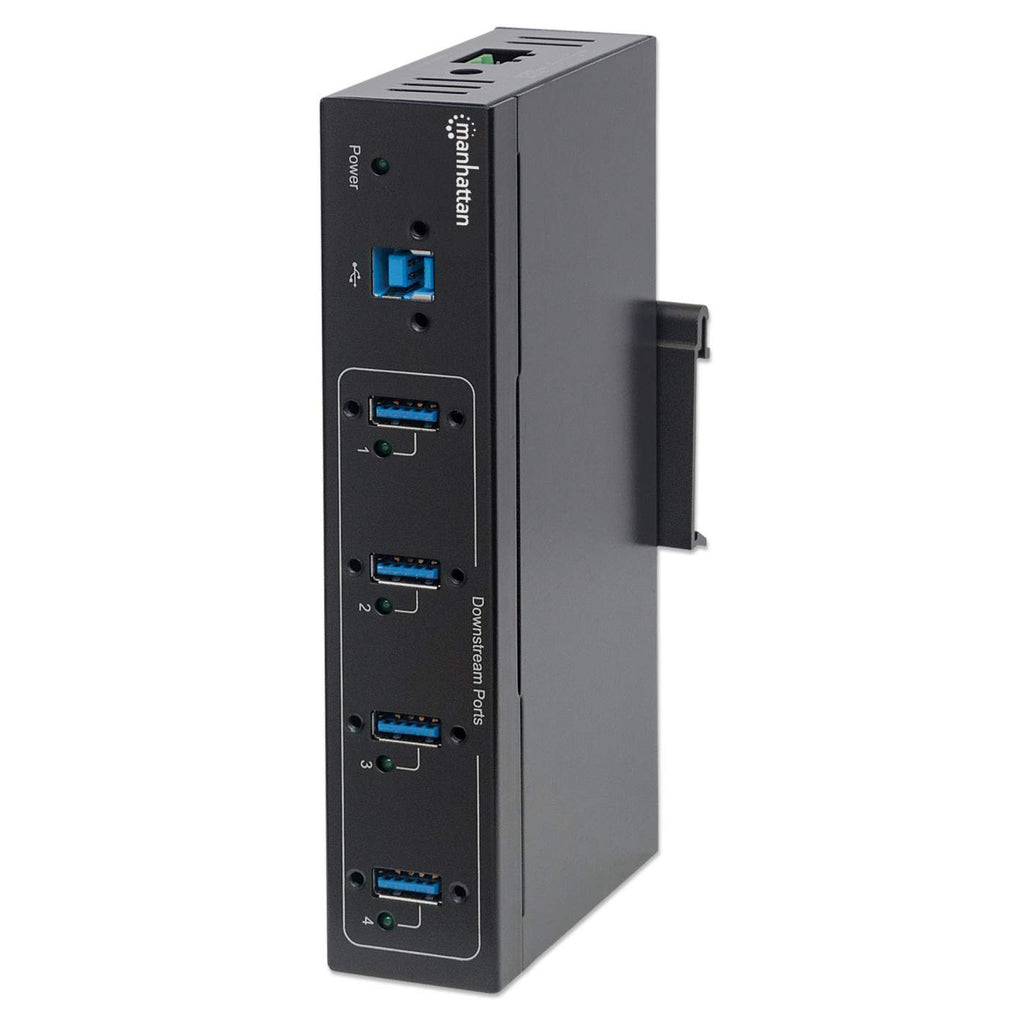 Manhattan USB-A 4-Port Hub Industrial, 4x USB-A Ports, 5 Gbps (USB 3.2 Gen1 aka USB 3.0), 20 kV ESD Protection, A/C, Bus and Terminal-Block Power Options, DIN R – image 1