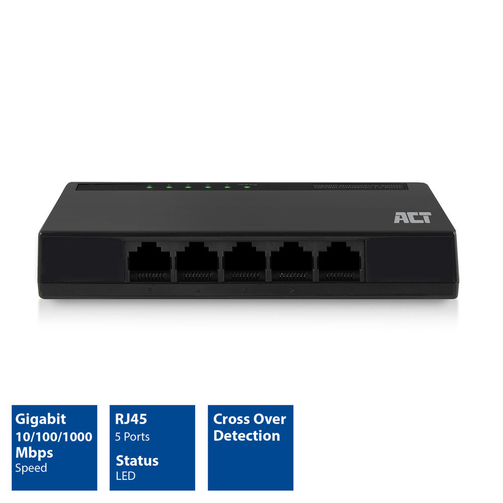 ACT AC4445 network switch Unmanaged Gigabit Ethernet (10/100/1000) Black – image 2