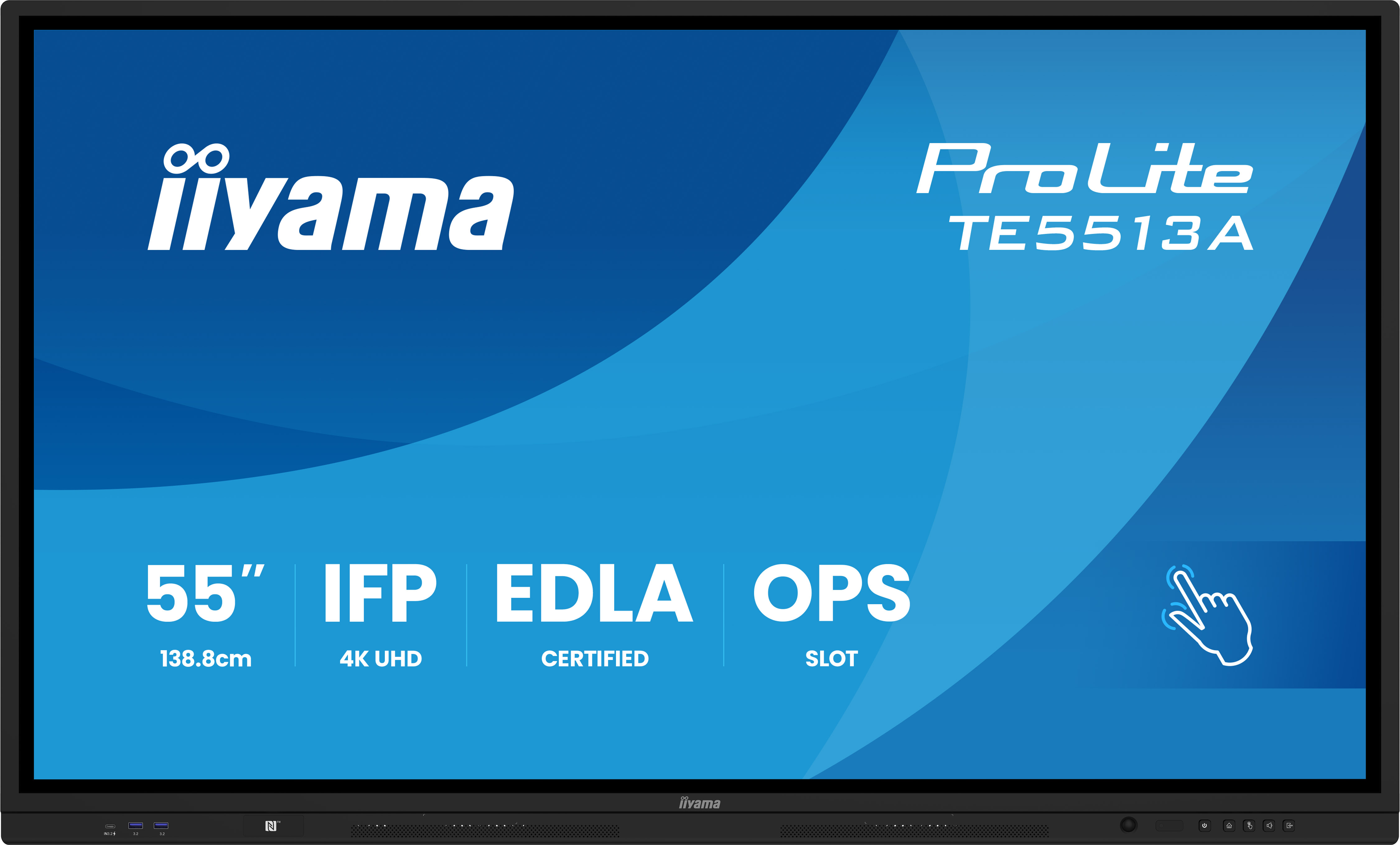 iiyama TE6513A-B1AG visualizzatore di messaggi Pannello piatto interattivo 163,8 cm (64.5") Wi-Fi 450 cd/m² 4K Ultra HD Nero T