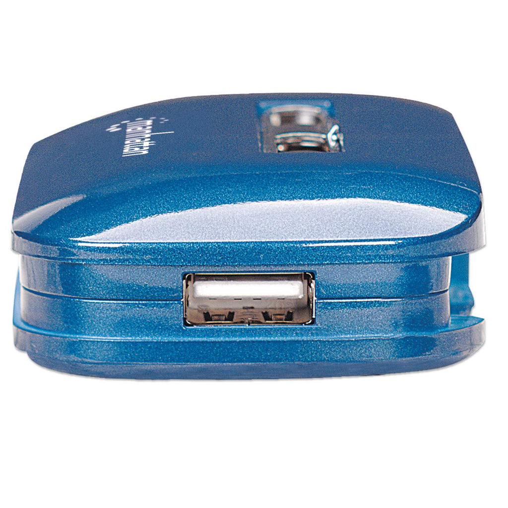 Manhattan USB-A 7-Port Ultra Hub, 7x USB-A Ports, 480 Mbps (USB 2.0), AC or Bus Power, Multiple Transaction Translator, Blue, Blister (With Euro 2-pin plug) – image 6