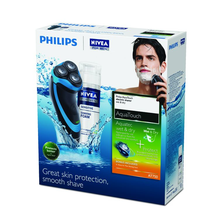Philips NIVEA AquaTouch AT750/82 men's shaver Black, Blue – image 2