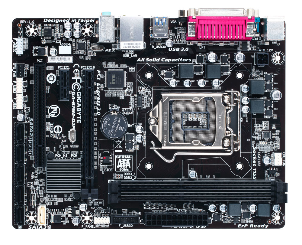 GIGABYTE GA-B75M-D2P motherboard Intel B75 LGA 1155 (Socket H2) micro ATX – image 1