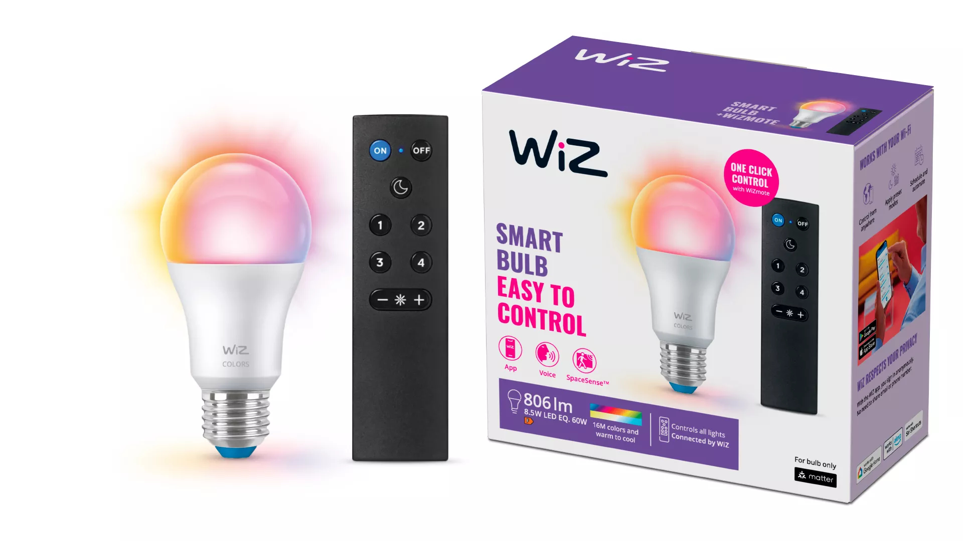 WiZ Bulb 60 W A60 E27 with remote – image 2