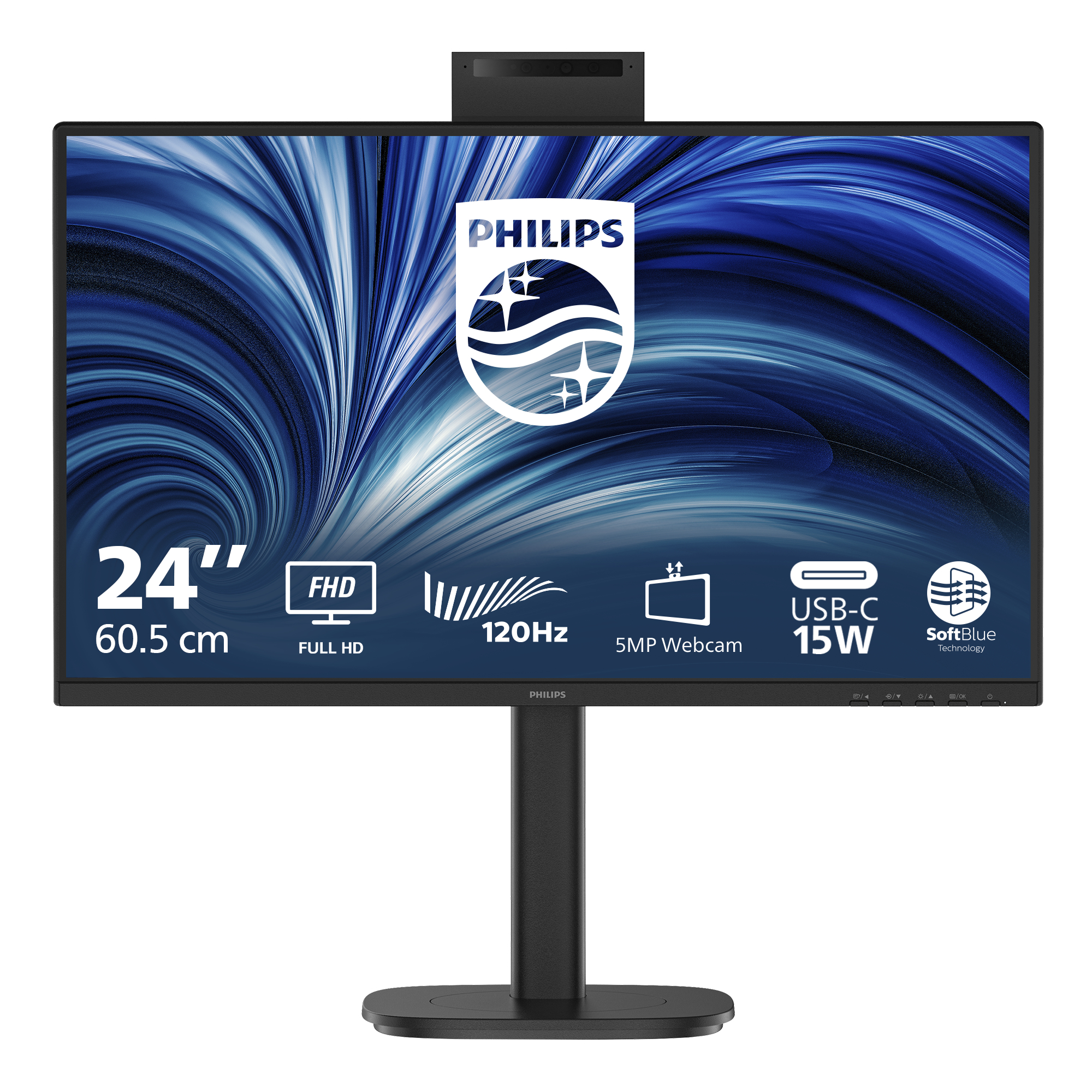 Philips 24B2N3200JH - 3000 Series - LED monitor - 24" (23.8" viewable) - 1920 x 1080 Full HD (1080p) @ 120 Hz - IPS - 1500:1 - HDMI, VGA, DisplayPort - speakers - black