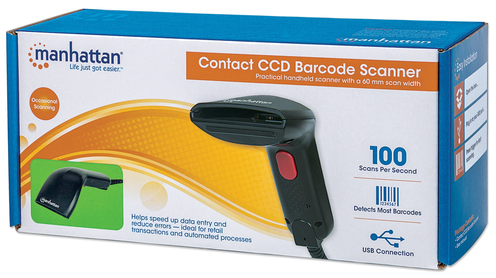 Manhattan Contact CCD Handheld Barcode Scanner, USB – image 6