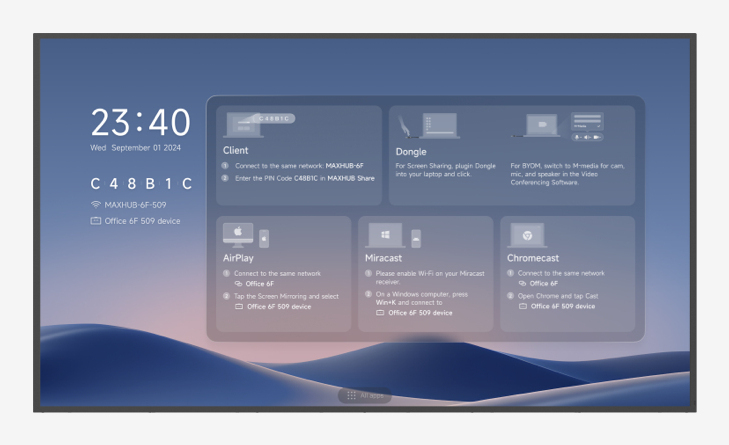 MAXHUB ND65CMB pantalla de señalización Pantalla plana para señalización digital 165,1 cm (65") LED Wifi 500 cd / m² 4K Ultra HD Negro Procesador incorporado Android 24/7