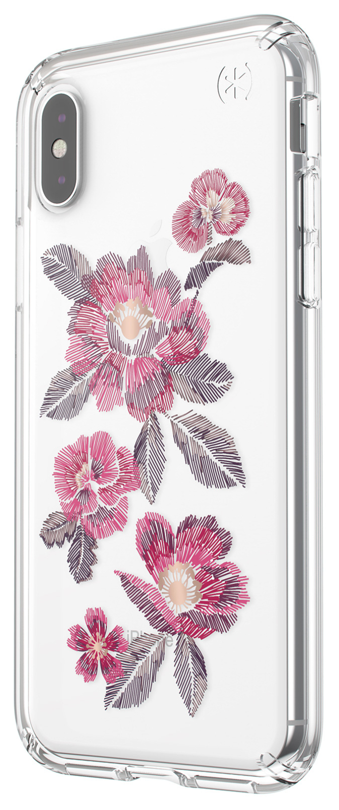 Speck Presidio Clear + Print Apple iPhone X/XS Embroideredfloral Fuchsia/Clear – image 3