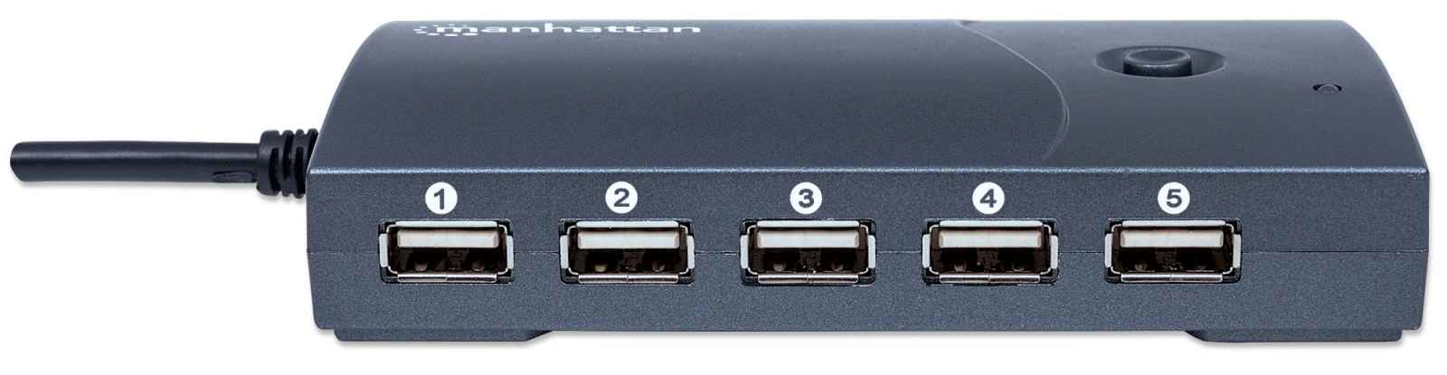 Manhattan USB 2.0 Desktop USB Hub, 13 x USB 2.0 ports, AC or Bus Power, Multiple Transaction Translator, 2.4A Fast Charge Capable, Black, Boxed (Euro 2-pin plug – image 5