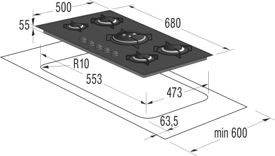 Gorenje GT76AB1 hob Black Built-in Gas 5 zone(s) – image 2