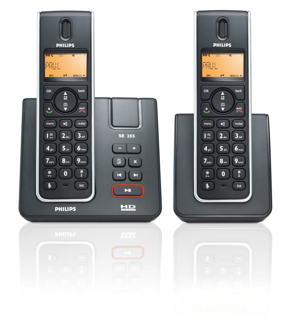 Philips SE2552B/51 telephone Analog telephone Caller ID Black, White