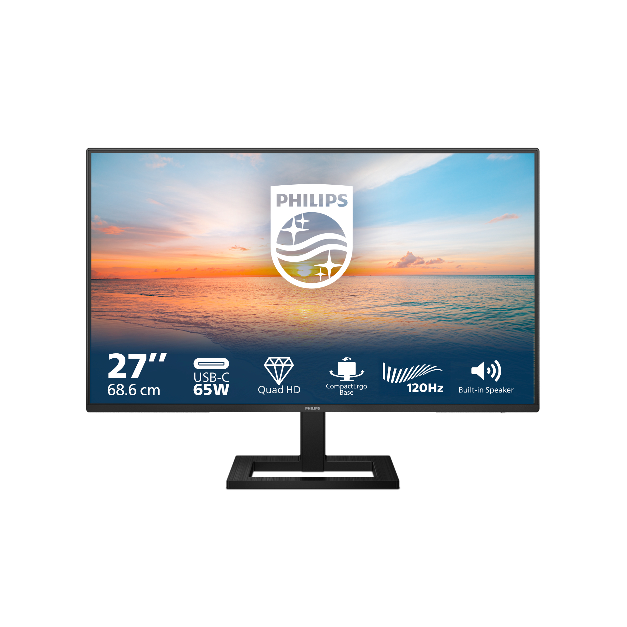 Philips 27E1N1600AE - LED monitor - 27" - 2560 x 1440 QHD @ 100 Hz - IPS - 1500:1 - 1 ms - HDMI, USB-C - speakers - black