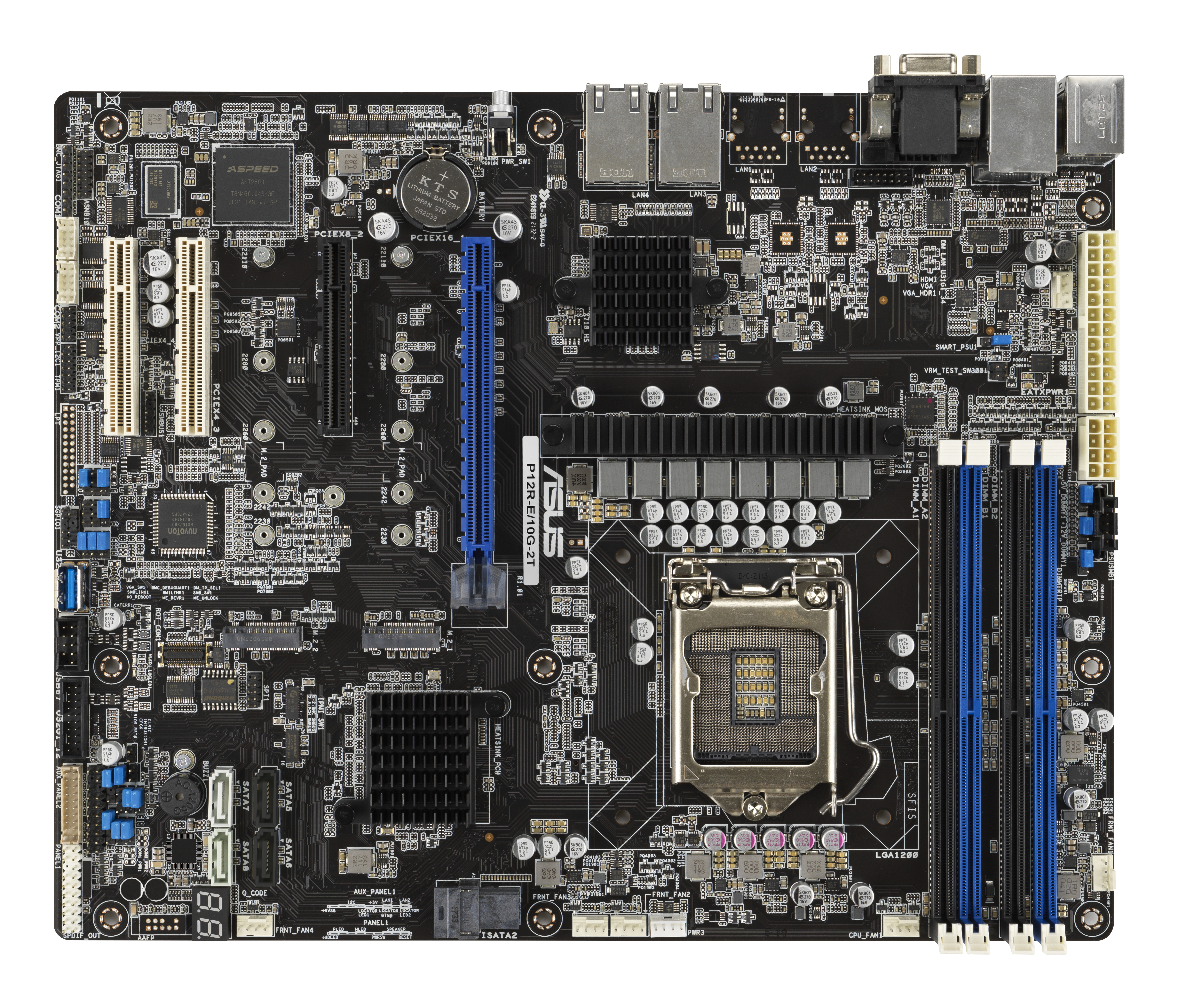 ASUS P12R-E/10G-2T - Motherboard - ATX - LGA1200 Socket - C256 Chipset - USB 3.2 Gen 2, USB 3.2 Gen 1 - 2 x 10 Gigabit LAN - onboard graphics
