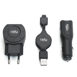 Celly UNIKO03 mobile device charger Mobile phone Black AC, Cigar lighter, USB Auto, Indoor