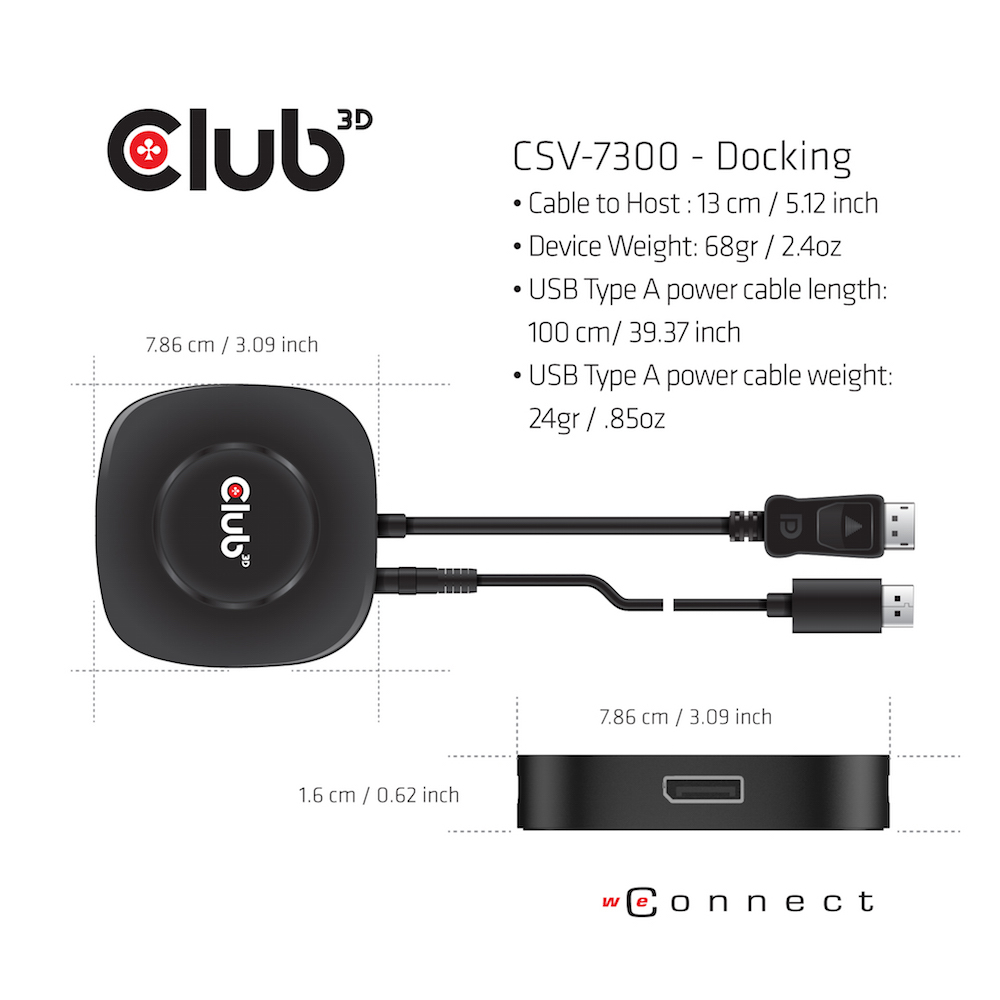 CLUB3D Multi Stream Transport(MST) Hub DisplayPort™ 1.4 Triple Monitor 4K60HZ – image 3