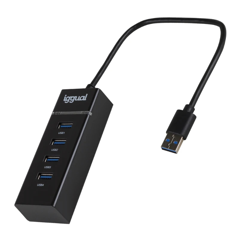 iggual IGG319246 hub di interfaccia USB 3.2 Gen 1 (3.1 Gen 1) Type-A 5000 Mbit/s Nero