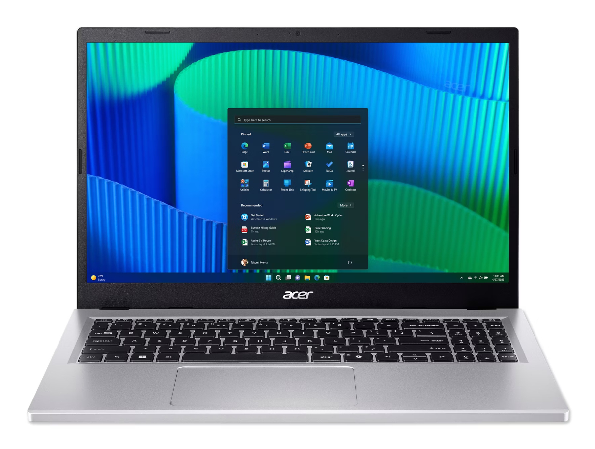 Acer Extensa 15 EX215-57-TCO-3290 Intel® Core™ i3 i3-1315U Laptop 39.6 cm (15.6") Full HD 8 GB DDR5-SDRAM 256 GB SSD Wi-Fi 6 (802.11ax) Windows 11 Pro Education Silver