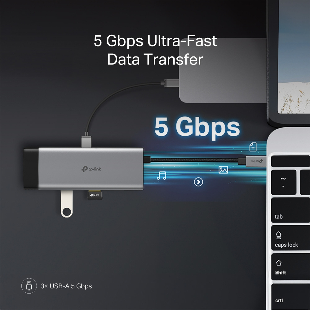 TP-Link UH7021C interface hub USB Type-C 5000 Mbit/s Aluminium, Black – image 6