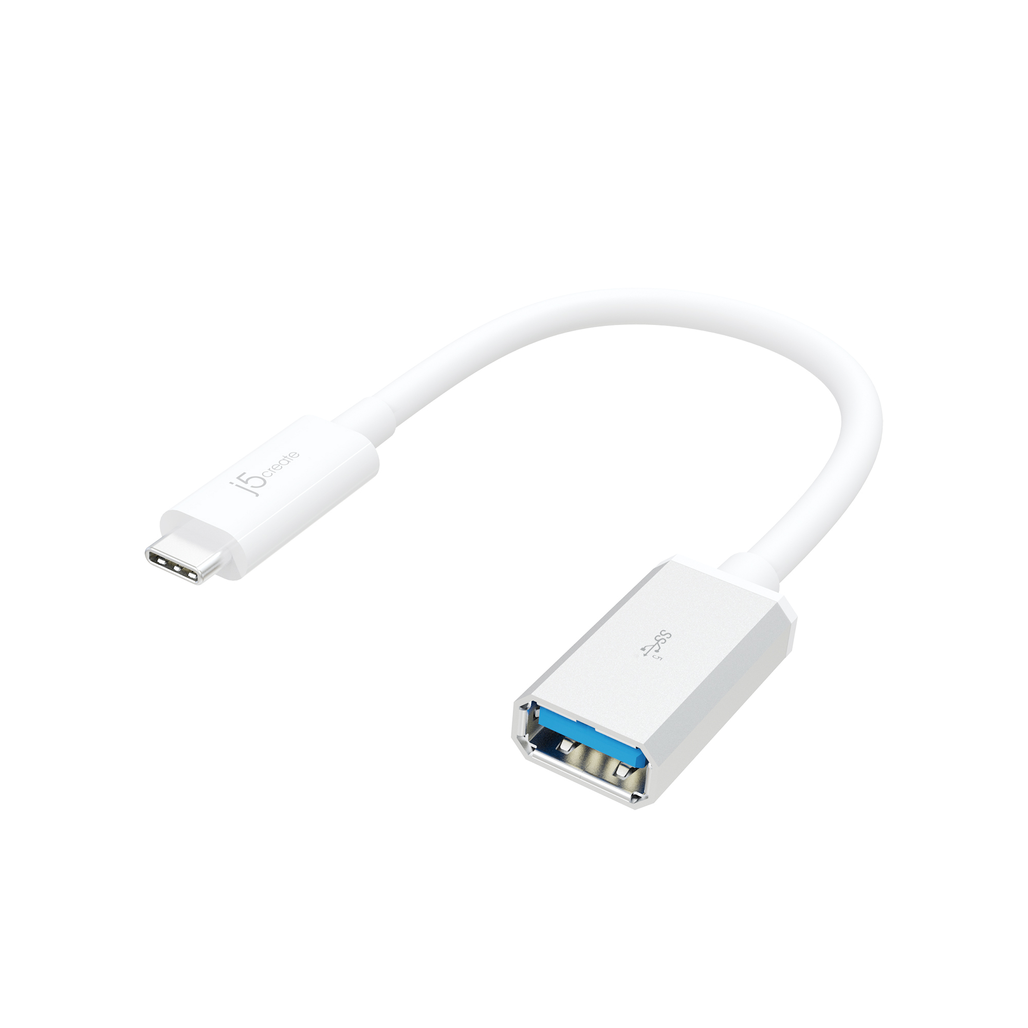 j5create JUCX05 USB-C® 3.1 to USB™ Type-A Adapter, White and Silver – image 2
