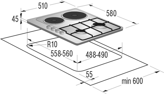 Gorenje K6N2AW hob White Built-in Combi 4 zone(s) – image 2