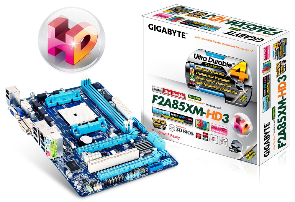 GIGABYTE GA-F2A85XM-HD3 motherboard AMD A85X Socket FM2 micro ATX – image 1