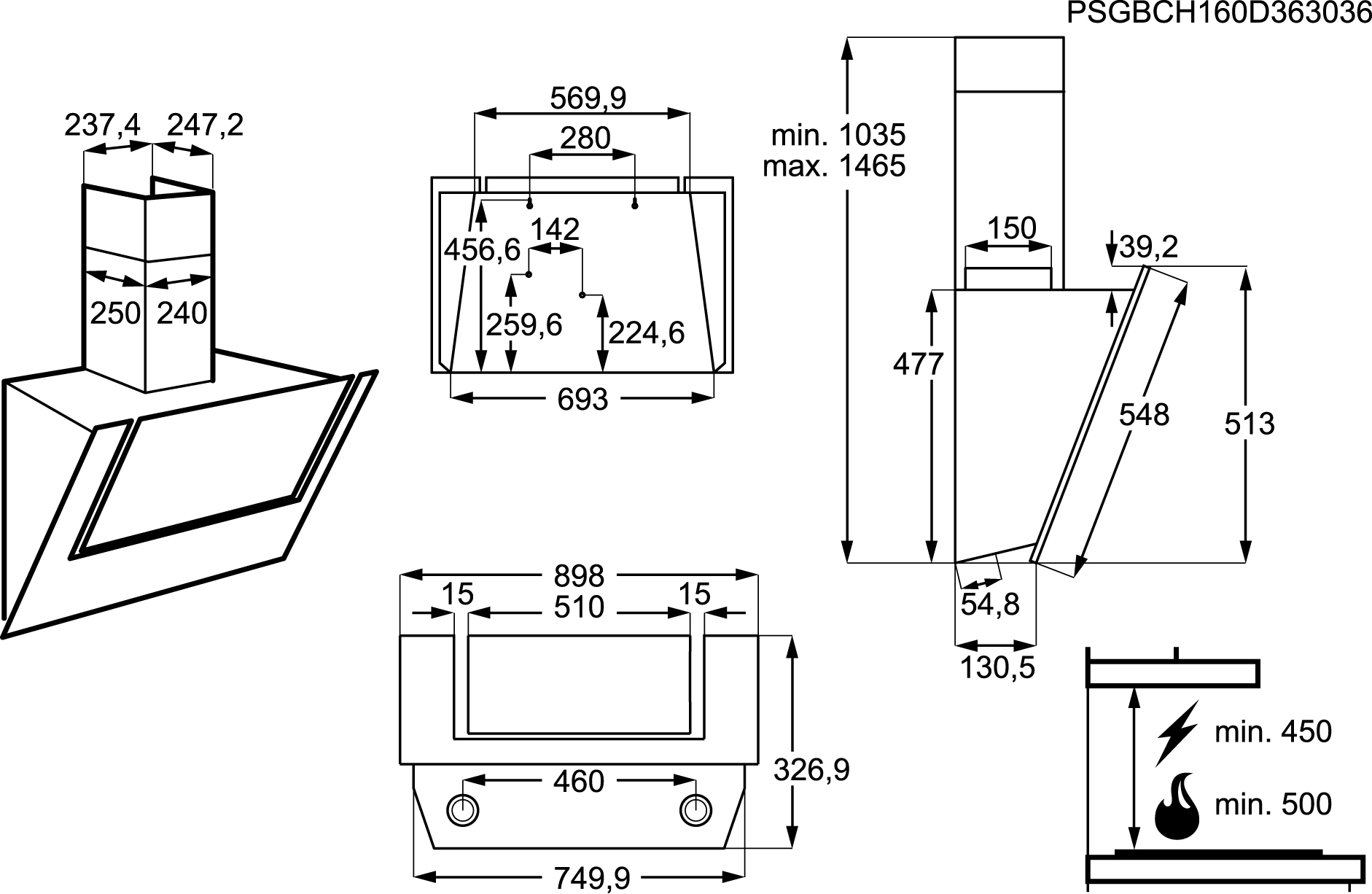 AEG DVE5960HB Wall-mounted Black 790 m³/h – image 6