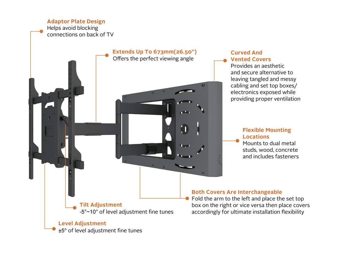 Multibrackets M Hospitality Flexarm with STB Enclosure Black – image 9
