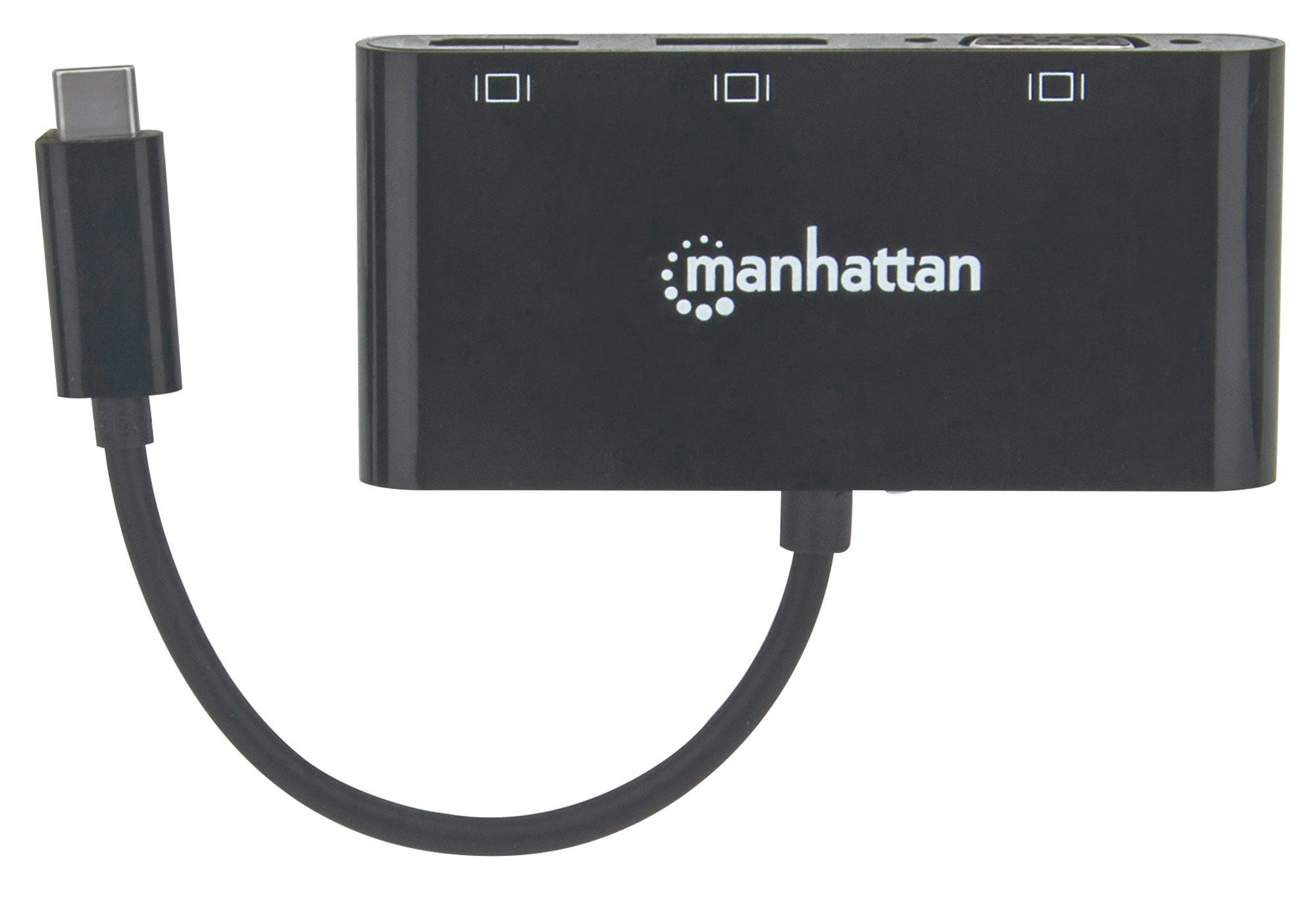 Manhattan USB-C Dock/Hub, Ports (x3): DisplayPort, HDMI and VGA, With MST, All Ports can be used at the same time, Cable – image 4