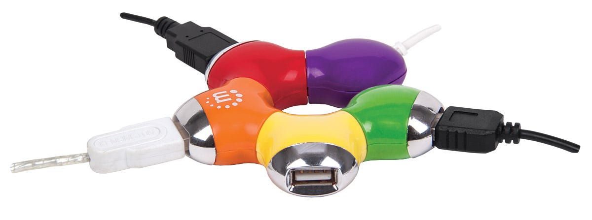 Manhattan USB-A Flex Hub, 4x USB-A Ports, 480 Mbps (USB 2.0), Ports Rotate 180°, Bus Power, Flower design (5 colours), Blister – image 6