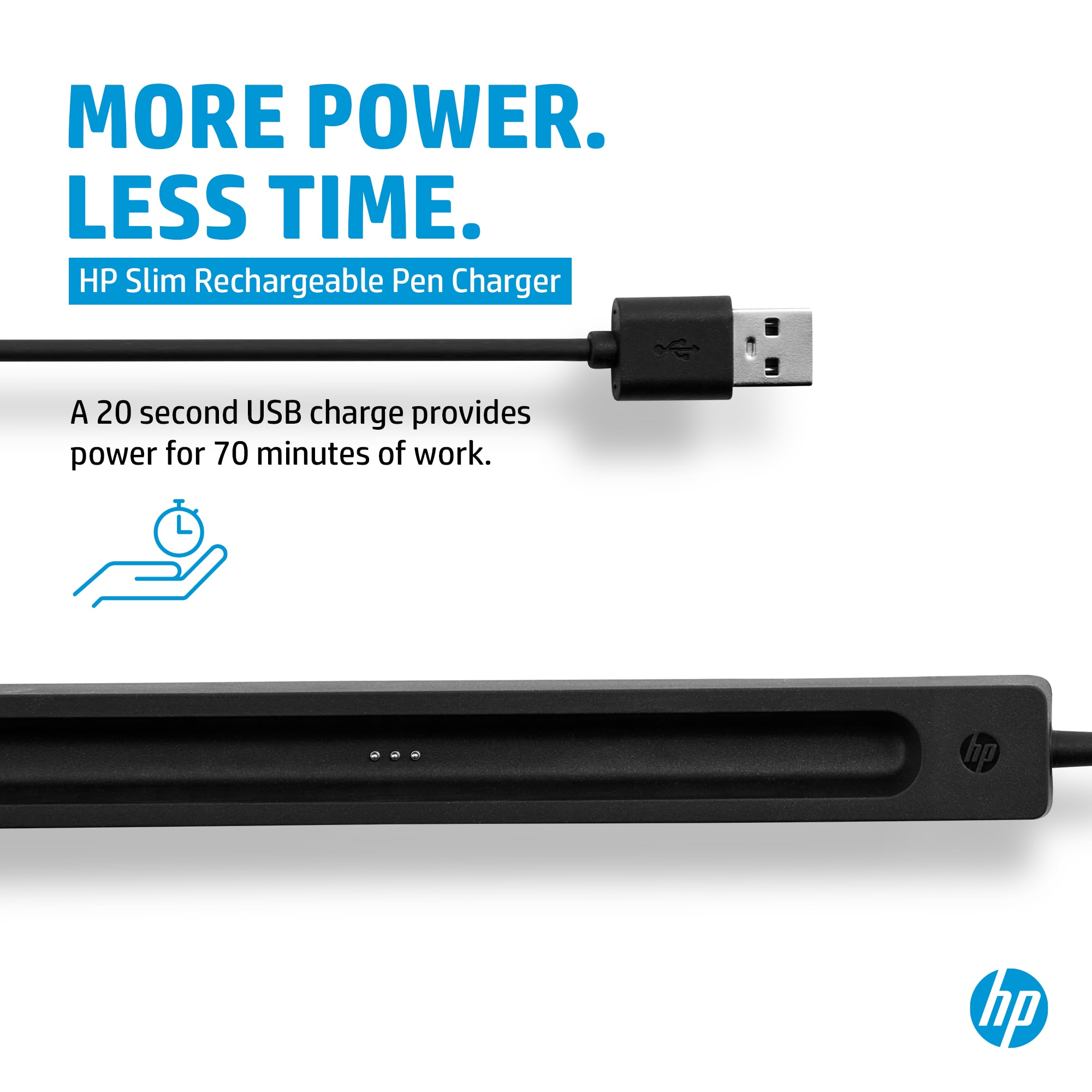 صورة شاحن قلم HP Slim القابل لإعادة الشحن، أسود، يعمل بمنفذ USB