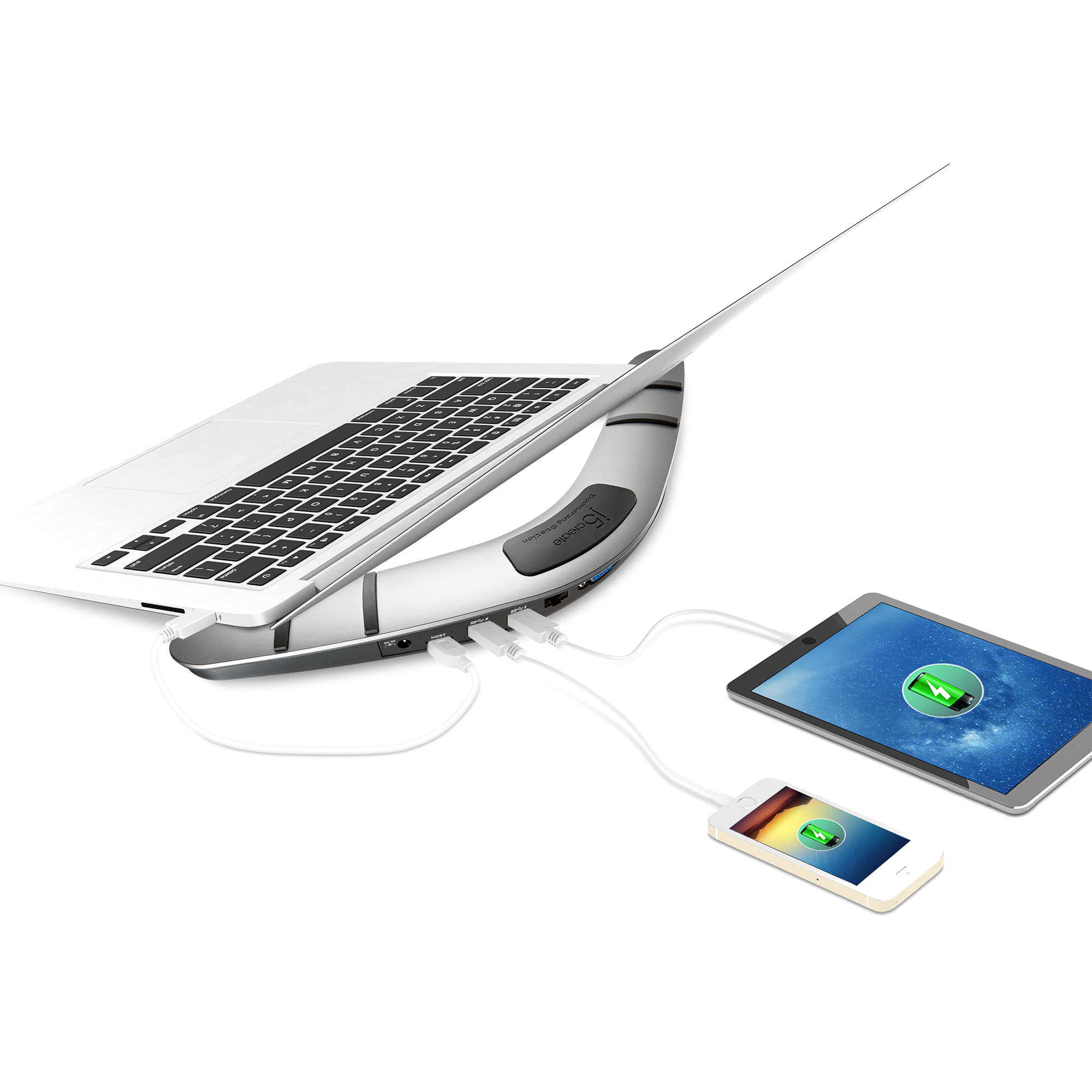 j5create JUD481 USB™ 3.0 Boomerang Station - EU/UK, includes 1x HDMI port and 5x USB ports, Black and Grey – image 5