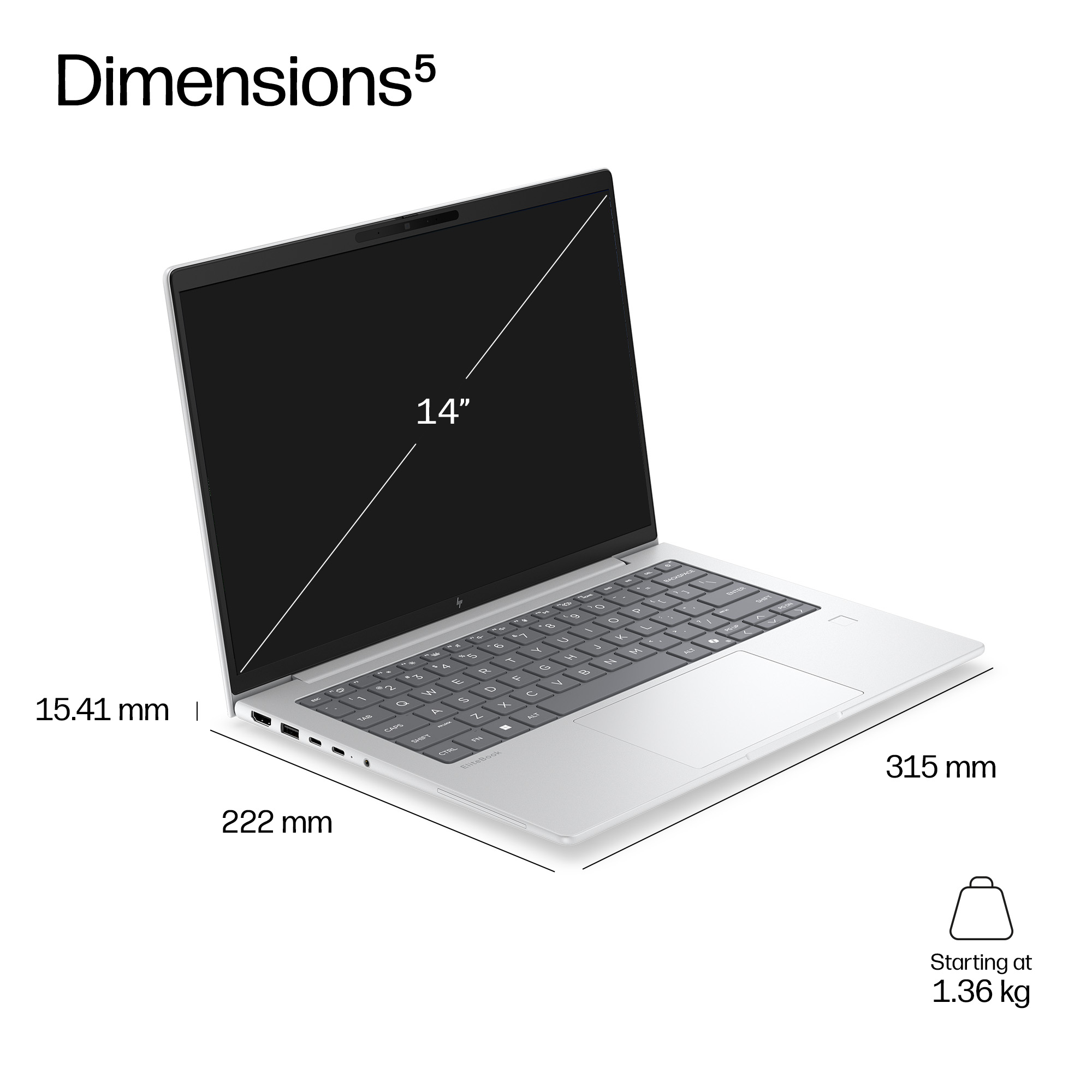 HP E15MSEA laptop Copilot+ PC 35.6 cm (14″) WUXGA 24 GB LPDDR5x-SDRAM 512 GB SSD Wi-Fi 7 (802.11be) Windows 11 Pro Silver image 5