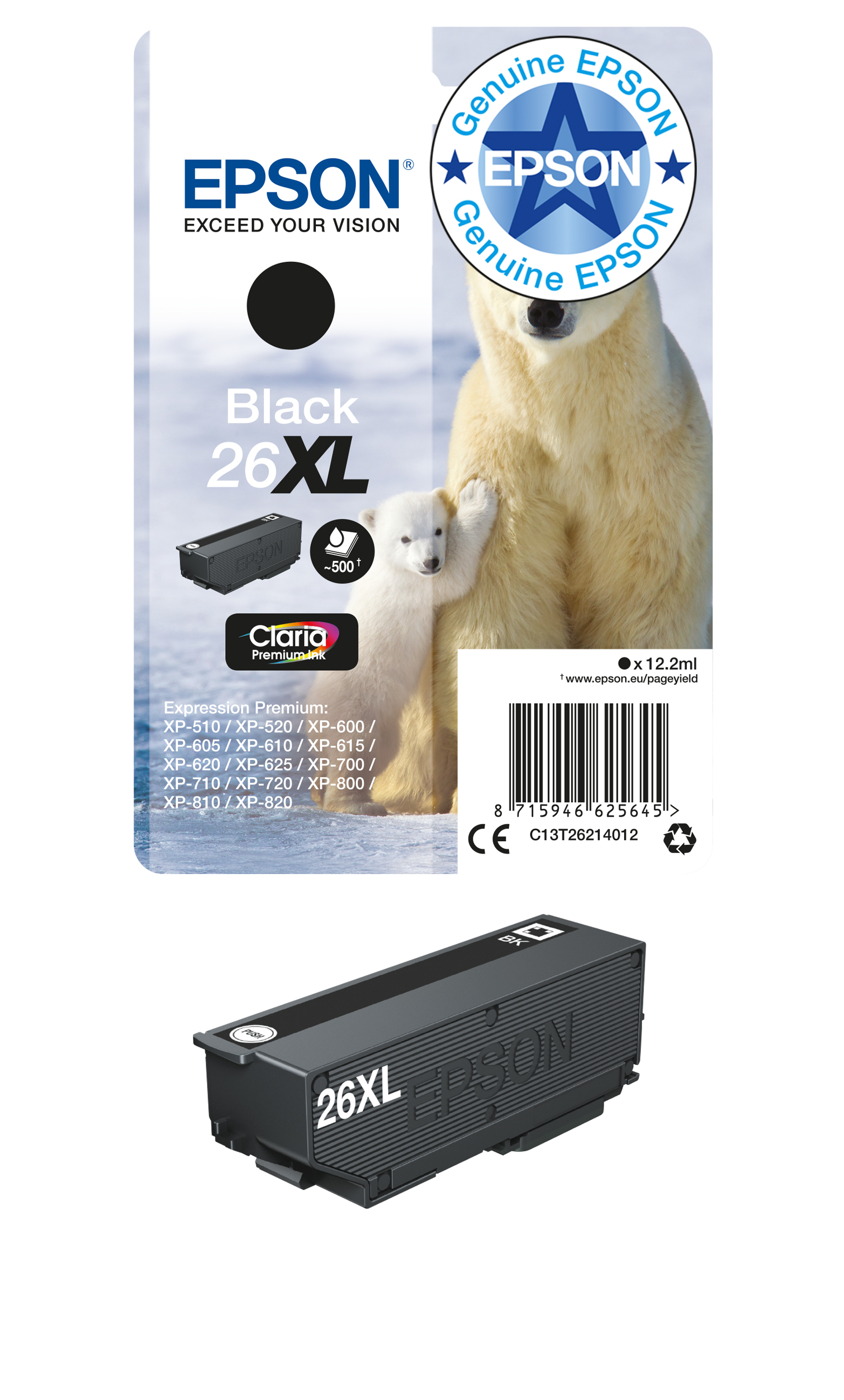Epson 26XL Polar bear Claria Premium Single Black Ink – image 1