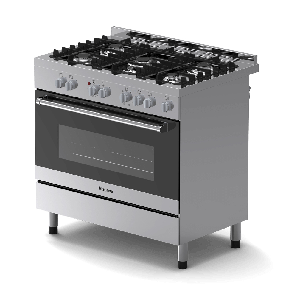 Hisense HFS90GA5ES cooker Freestanding cooker Electric Gas Black, Silver – image 2