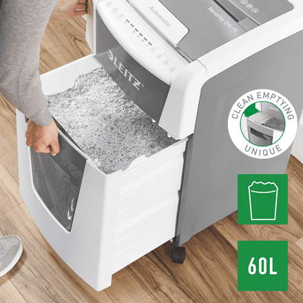 Leitz IQ Autofeed Office 300 Automatischer Aktenvernichter Mikroschnitt P5 – Foto 8 von 10