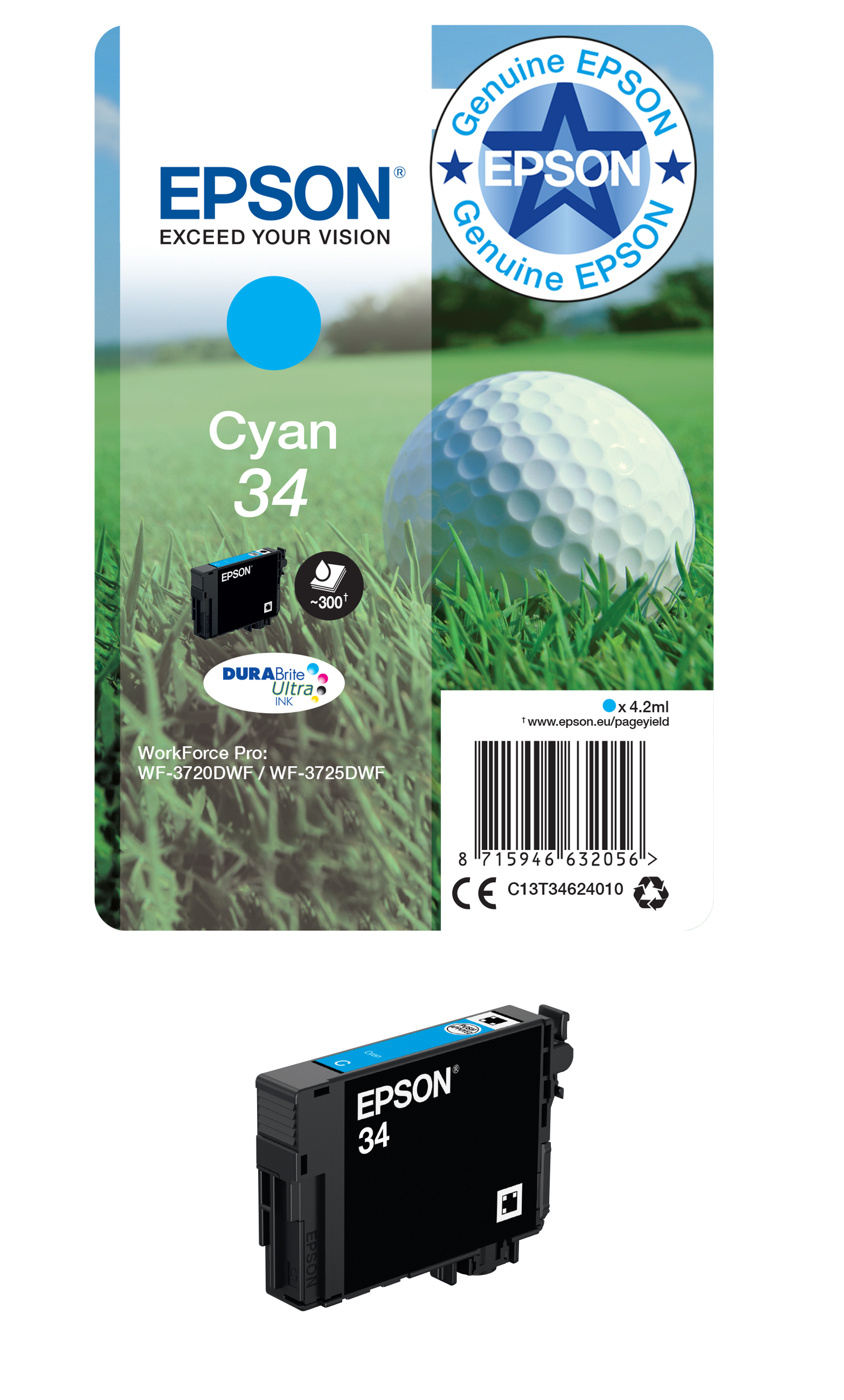 Epson Golf ball 34 DURABrite Ultra Single Cyan Ink