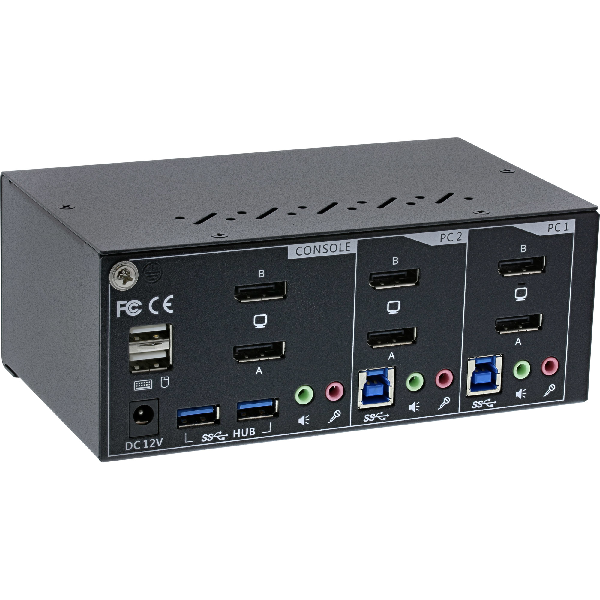 InLine KVM Desktop Switch, 2-port, Dual Monitor DP 1.2, 4K, USB 3.0, Audio – image 2