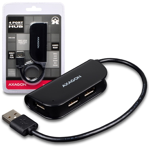 Axagon HUE-X4B interface hub USB 2.0 480 Mbit/s Black – image 5