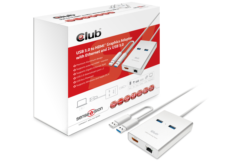 CLUB3D USB 3.0 to HDMI™ Graphics + Ethernet + 2 x USB 3.0 – image 2