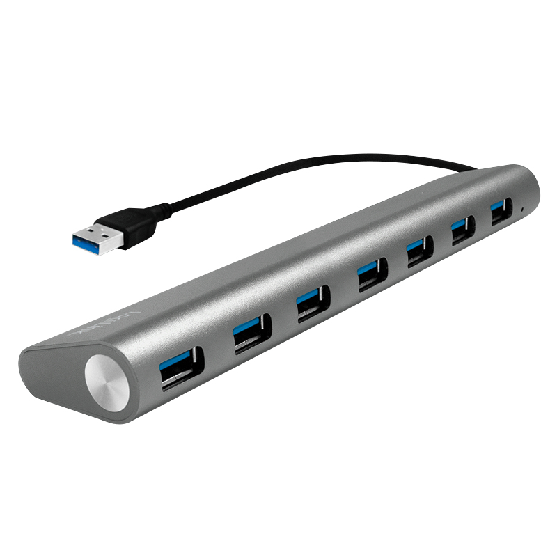 LogiLink UA0308 interface hub USB 3.2 Gen 1 (3.1 Gen 1) Type-A 5000 Mbit/s Grey – image 1