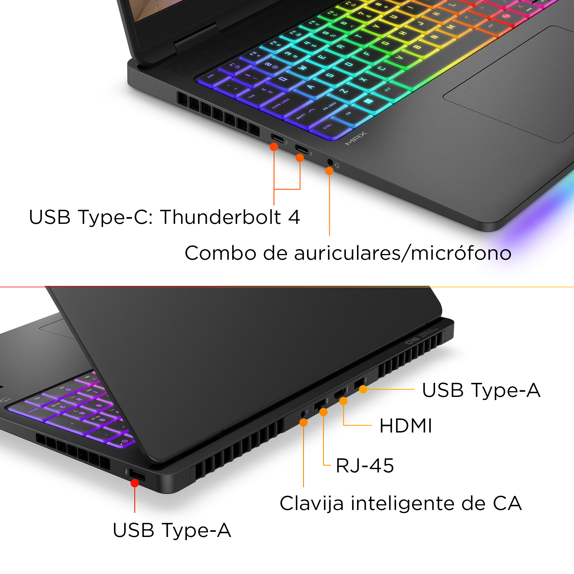 Portátil gaming-HP OMEN MAX 16-ak0004ns Copilot+ PC, 16 " WQXGA, AMD Ryzen™AI 9 HX 375 55 TOPS, 32 GB RAM, 1 TB SSD, GeForce RTX™ 5080, W11 Home - imagen 6