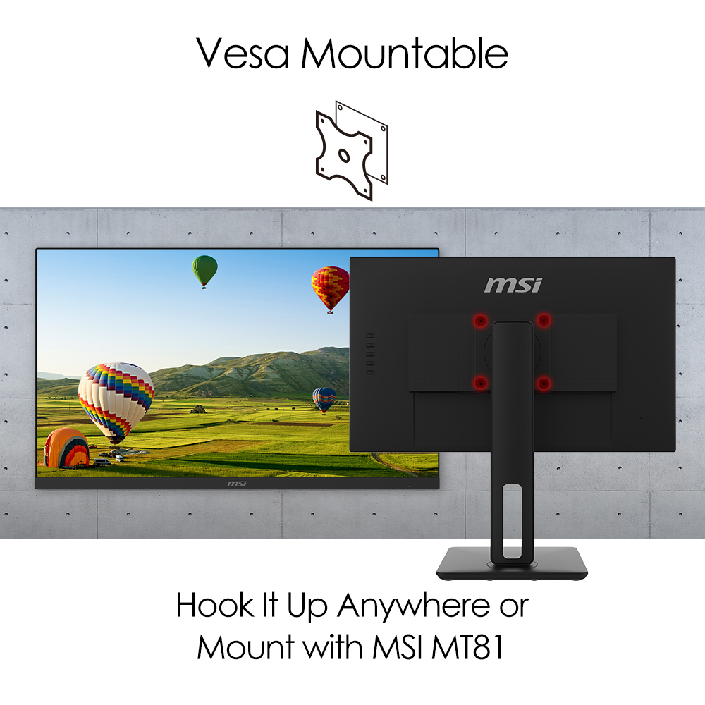 MSI Pro MP242P 23.8 Inch Monitor with Adjustable Stand, Full HD (1920 x 1080), 75Hz, IPS, 5ms, HDMI, VGA, Built-in Speakers, Anti-Glare, Anti-Flicker, Less Blue – image 8