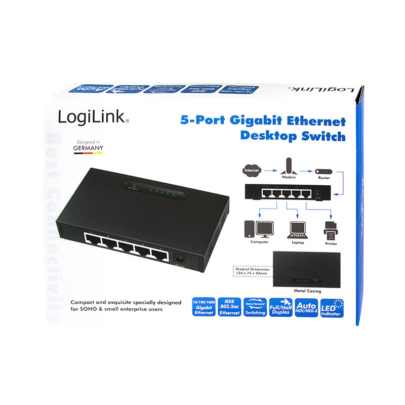 LogiLink NS0110 network switch Gigabit Ethernet (10/100/1000) Black – image 4