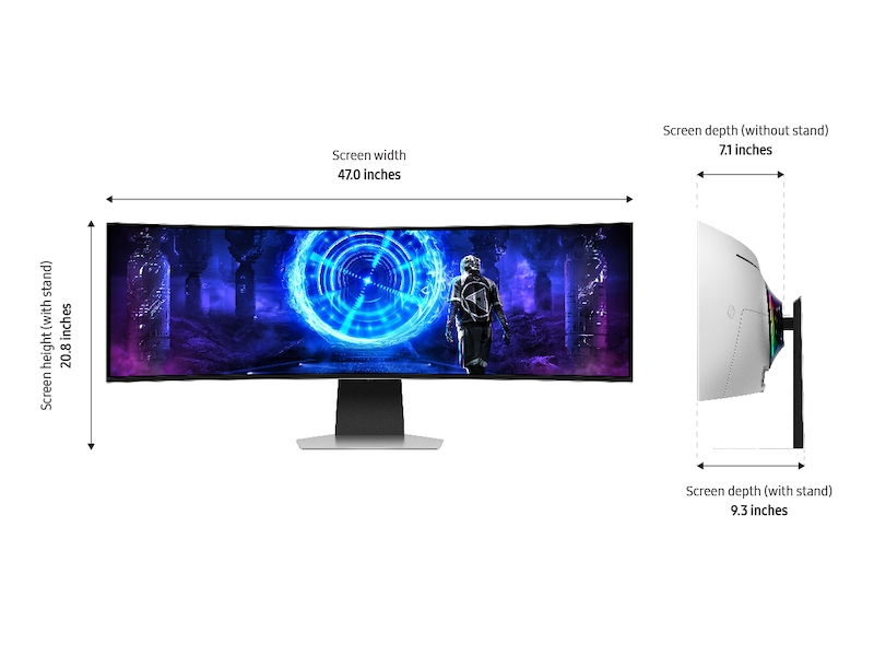 Samsung LS49DG956SNXGO computer monitor 124.5 cm (49″) 5120 x 1440 pixels Dual QHD OLED Silver image 5
