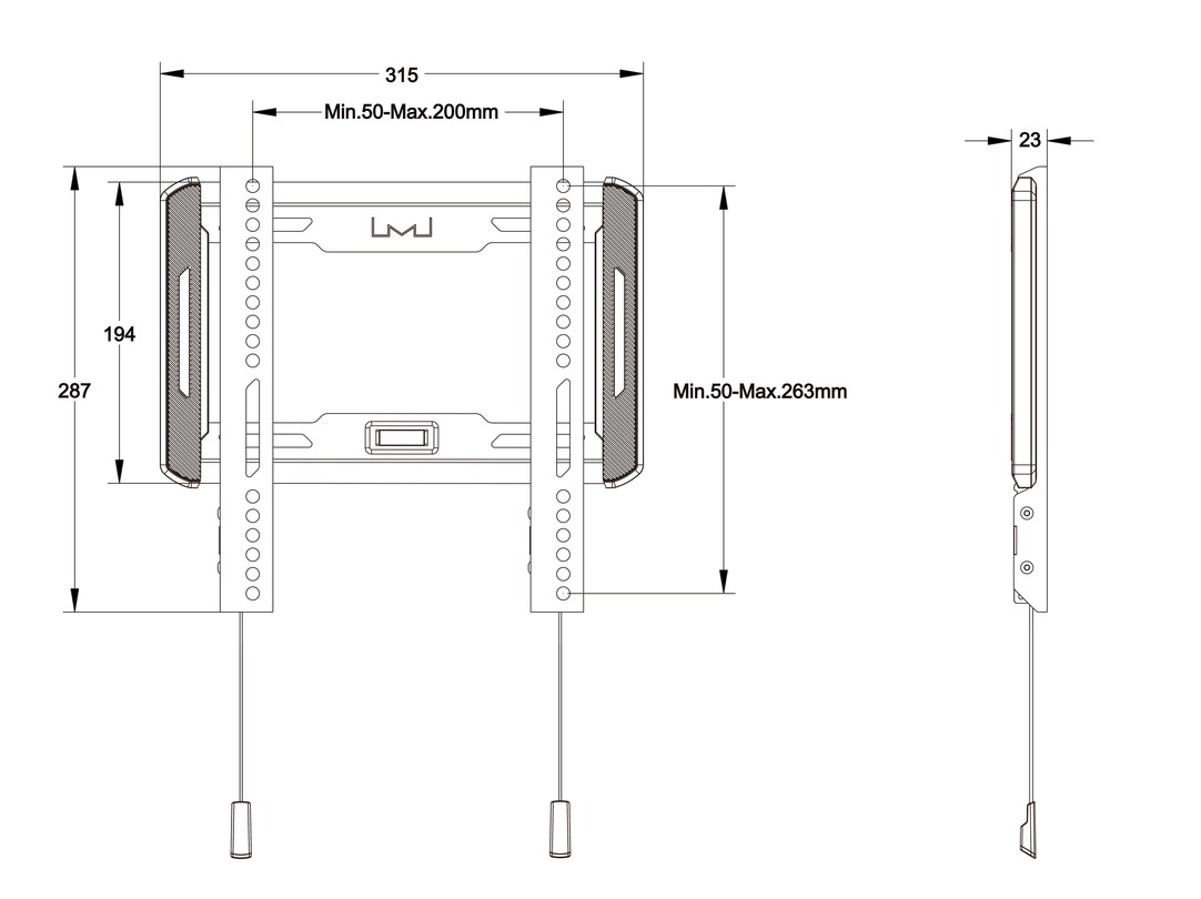 Multibrackets M Universal Wallmount Fixed Small Black – image 8